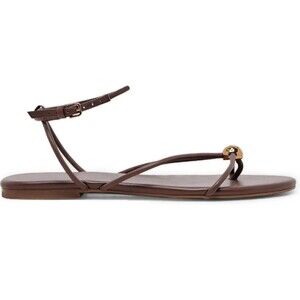 Chocolate Strappy Flat Sandals for Women Open Round Toe Slingback Flats Sz 8.5